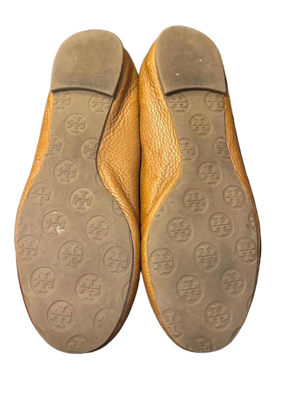 Tory Burch Tan Leather Logo Ballet Flats Size 9 - Picture 7 of 7